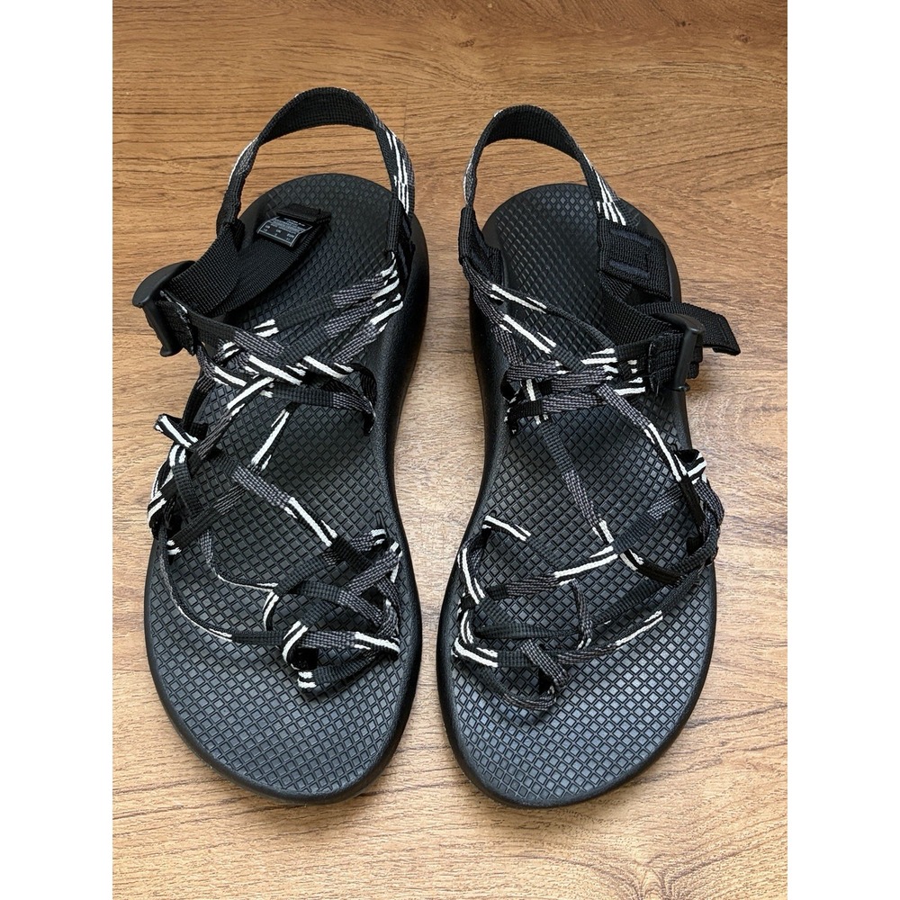 Chaco Strappy Sandal Women W10 Scatter Black White Triple Weave Adjust Straps
